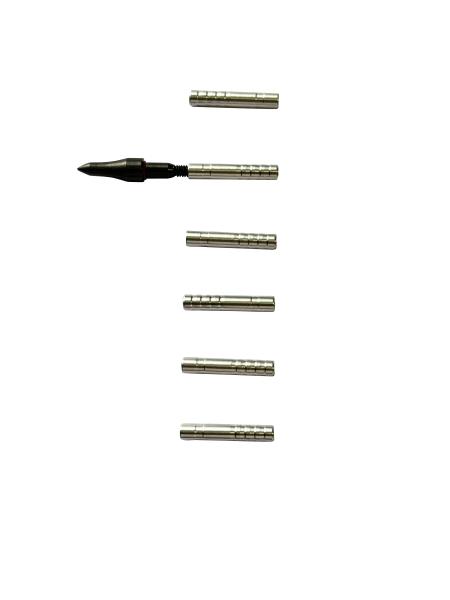 Les flèches internes de.204  (5 mm) frappent les inserts en aluminium de 16 grains et les inserts en cuivre de 100 et 75 grains