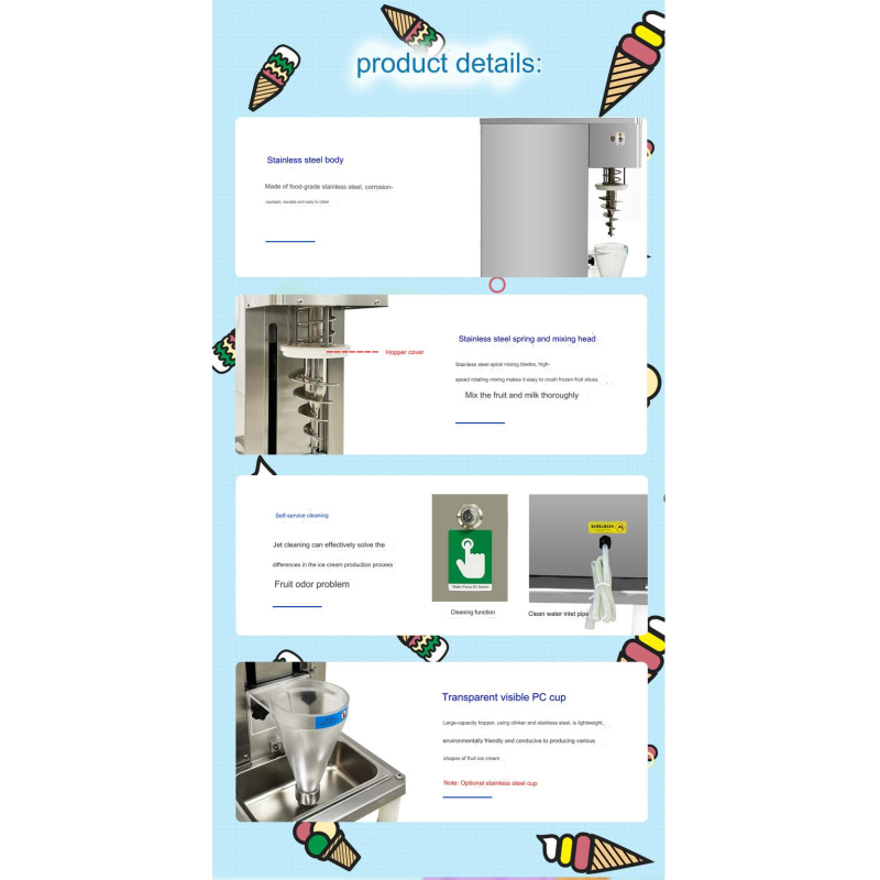 360-Degree Speed Rotation Automatic Cleaning System for Cold Drinks and Snack Mixing