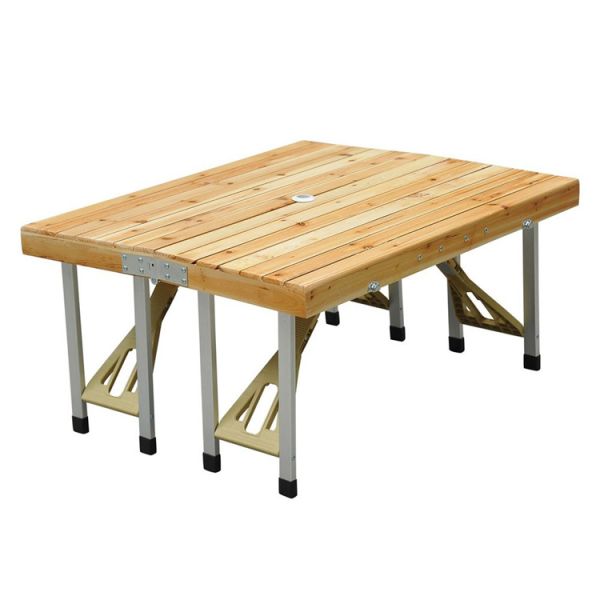 General Outdoor Wood Piece Portable Folding Table and Chairs Sets with Attached Table
