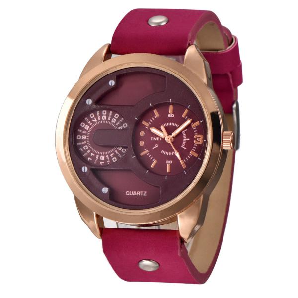 Big size Round Alloy Wrist Watch , Custom Design Metal Material Genuine Leather Strap Japan Movement Fashion Watch ,OEM