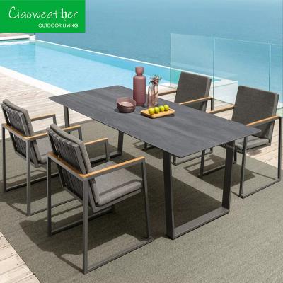 Description Fashionable Outdoor Indoor Comfort Furniture Aluminum Dining Table and Chair Set for Restaurant Folded NO
