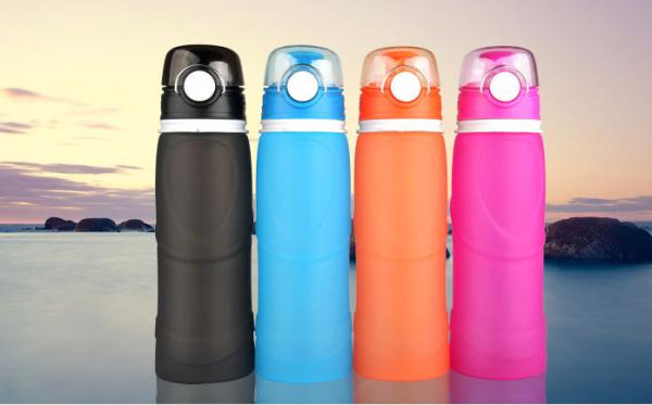 650ML Squeeze Silicone Water Bottle / Silicone Collapsible Water Bottle For Sport Use