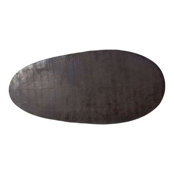 Modern Metal Top glass Oval Coffee Table Brown With Stainless Steel Legs