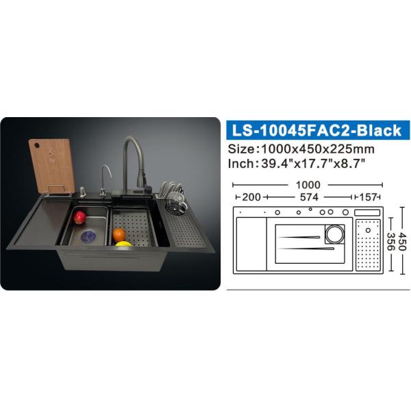 Embossed SS Utility Sink Nano Black Anti Scratch Gunmetal Kitchen Sink Multifunctional