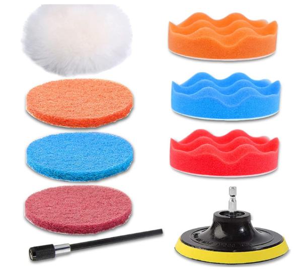 25Pcs Car Cleaning Drill Brush Set 1.5kg Buffing Sponge Pads M10