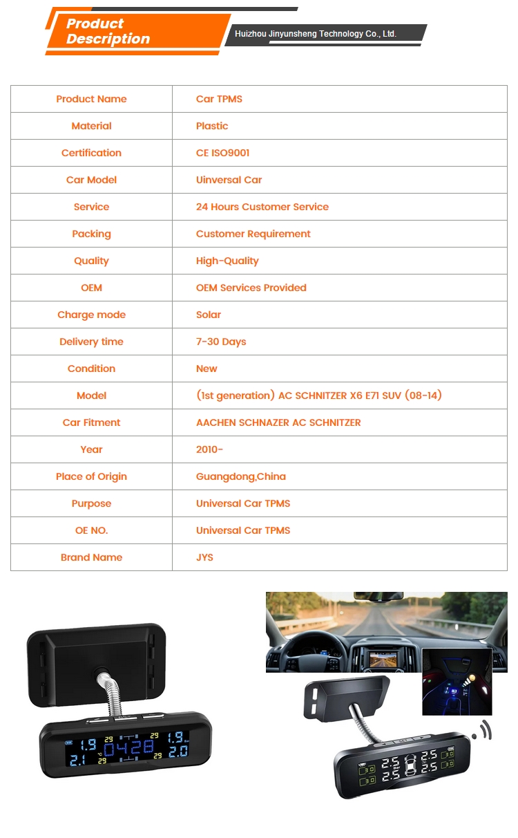 High-Precision Wireless Solar Tire Pressure Monitor New Arbitrary Angle Adjustment Built-In External Universal Car TPMS JYS