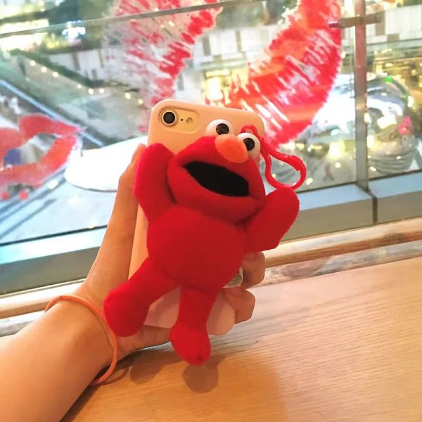 Soft TPU Korea Elmo Sesame Street 3D Plush Doll Cell Phone Case Back Cover For iPhone 7 Plus 6s