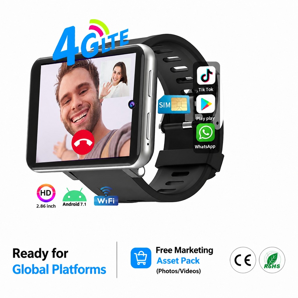 DM100 Latest IP68 Waterproof 4G LTE Dual SIM Smart Watch WiFi Thermometer Compass Camera Mobile Phone Touch Screen for Android