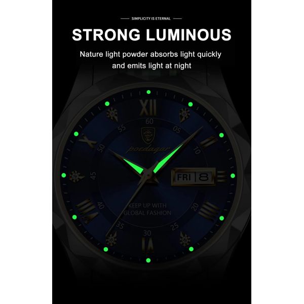 Waterproof Men's Quartz Watch with Luminous Hands and Date Display | Stainless Steel Strap, Water-Resistant - ShenZhen Wholesaler