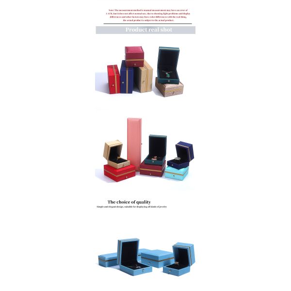 Logotipo personalizado Caja de joyas de cuero PU para anillo de boda Collar Brazalete de Hanhong