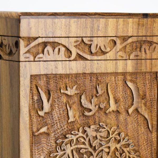 Handmade Rosewood Urn For Human Ashes | Tree Of Life Wooden Urns Hand-Crafted - Funeral Cremation Urn For Ashes