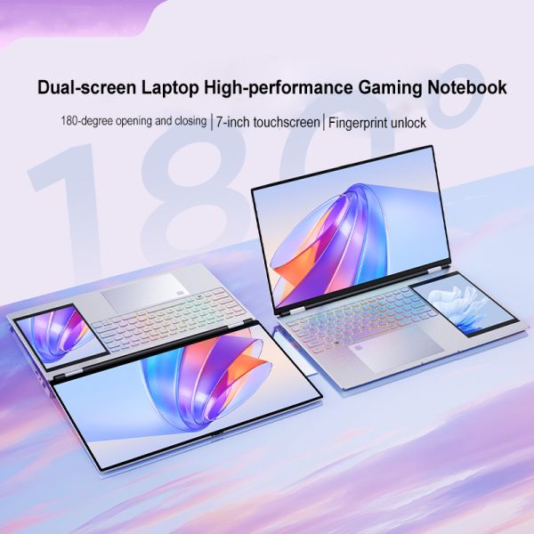 Intel Celeron Quad Core Laptop 15.6-inch IPS Dual Screen Notebook  DDR4 RAM SSD Storage  English Keyboard Magnetic Camera