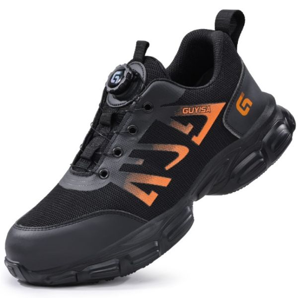 Men’s and Women’s Lightweight Safety Work Shoes Breathable Steel Toe Sneakers with Rotating Closure Slip-On Design for Summer