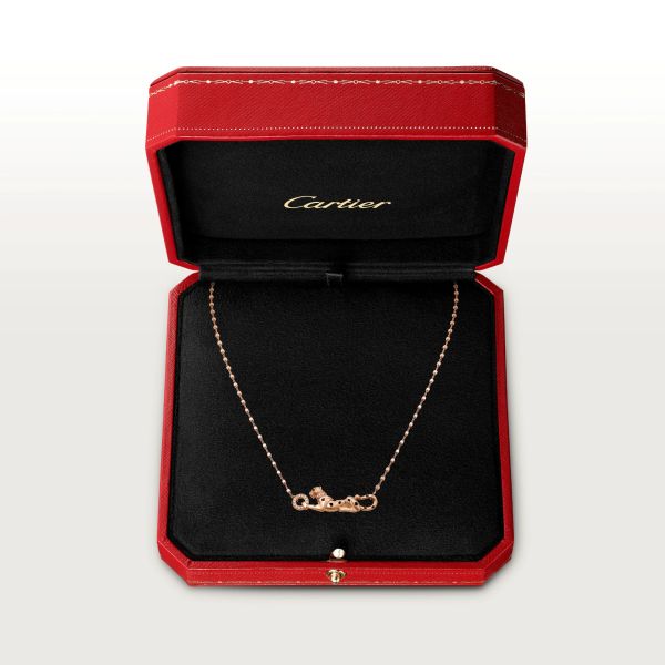 Car Tie 18k Gold  PanthèRe De Car Tier Necklace Rose Gold Tsavorite Garnets VVS Diamonds