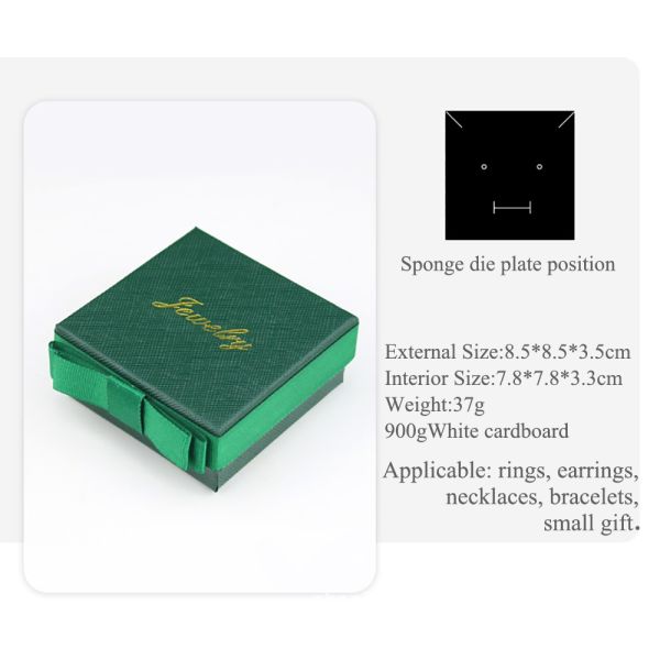 Темно-зеленая бумажная коробка для ювелирных изделий 5x5x3 см Коробка для упаковки Bowknot Ring
