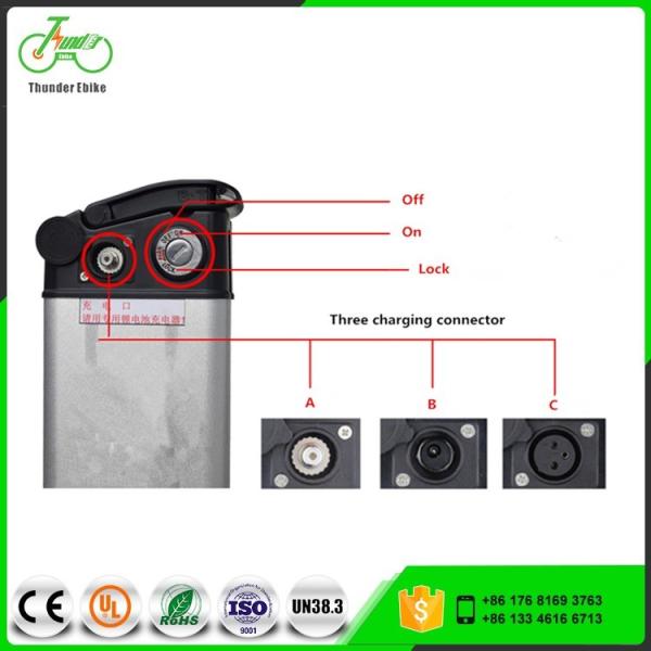 36V 48V Silverfish Electric Bike Lithium Battery Distance Per Charge 30-60KM