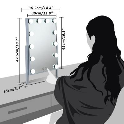 Hollywood Lighted LED Desktop Mirror For Beauty , Portable Light Up Makeup Mirror