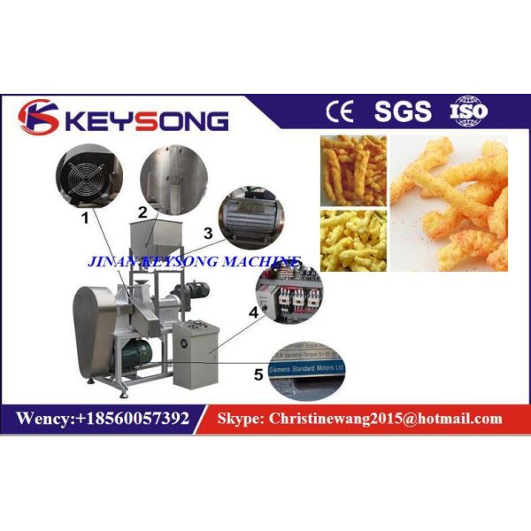 Automatic Fried Kurkure Food Extruder Machine / Kurkure Production Line 90 Kw Self Cleaning