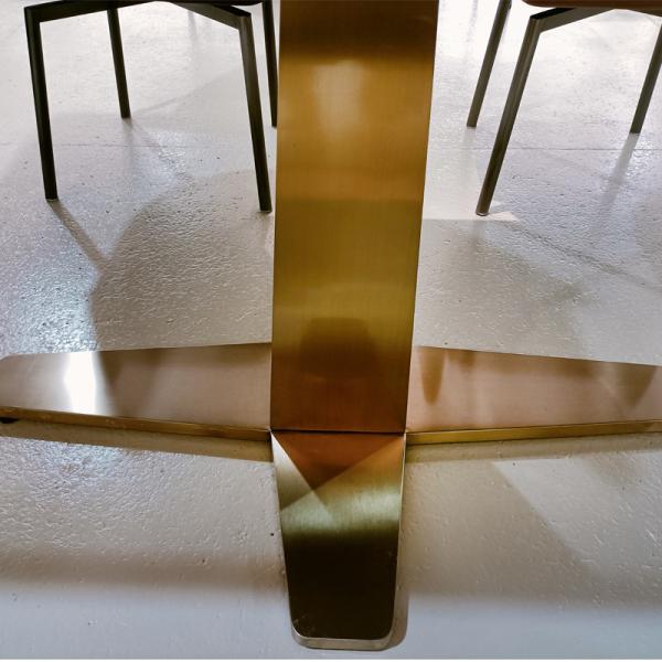 Modern Cross Base Marble Metal Dining Table 750mm Height  Rectangular Glass