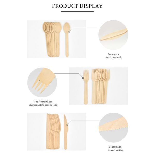 Набор вилки ножа естественного столового прибора Eco дружелюбного деревянного устранимого Biodegradable деревянный