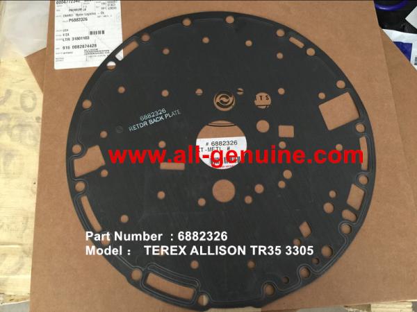 TEREX ALLISON TRANSMISSION 6882326 PLATE  NHL DUMP TRUCK TR35 3305B 3305F 3303 3307