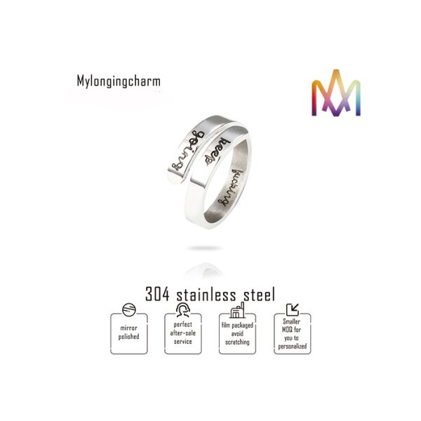 Стальной цвет 5g гравируя персонализированное словами кольцо ювелирных изделий