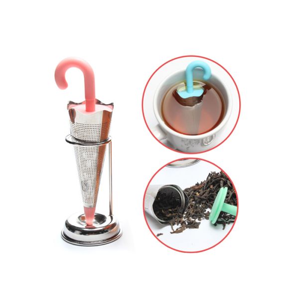 Stainless Steel 304 Umbrella Shape Silicone Tea Bag Strainer with Stand Coffee Tea Filter