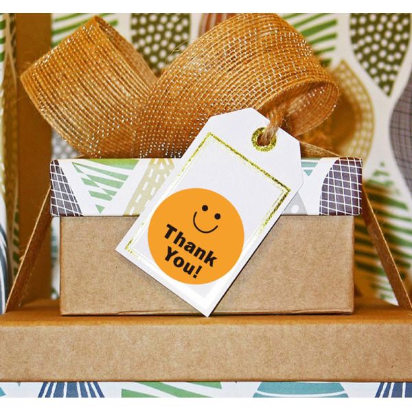 CMYK Colorful Waterproof Round Thank You Sticker Labels 1Inch Smile Face