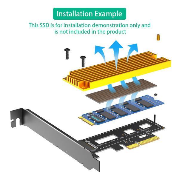 M.2 NGFF PCI-e SSD to PCI Express 3.0 x4 Host Adapter Card - Support M.2 PCIe (NVMe or AHCI) Type 2242 2260 2280