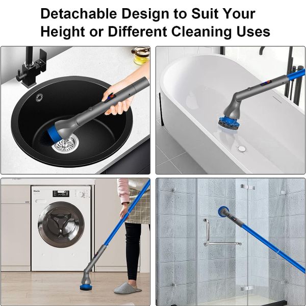 Моторизованный вращающийся ванный скреббер плитки щетка с светодиодным дисплеем