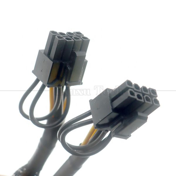 Sleeved 18AWG Pure Cooper Y Splitter 6 Pin to Dual 8 Pin 6+2 PCI Express Power Adapter Extension PCIe Cable for GPU