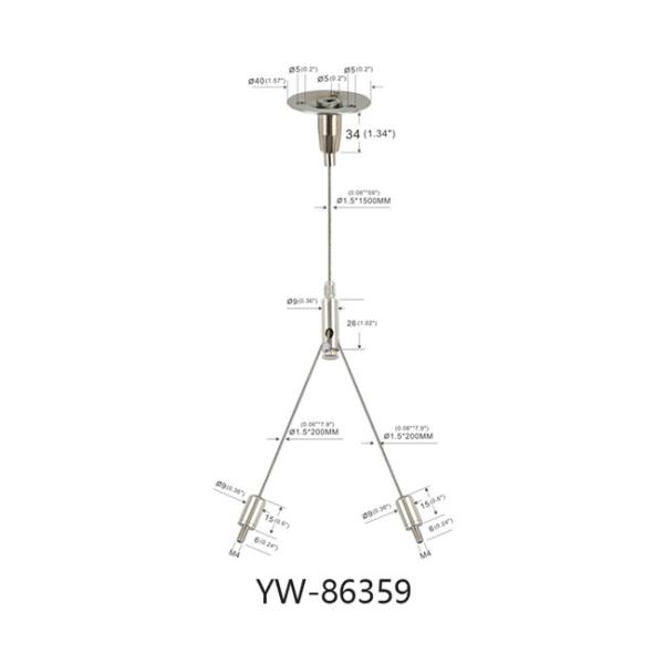 Adjustable Lighting Wire Suspension Kit With Two Srew Legs YW86359