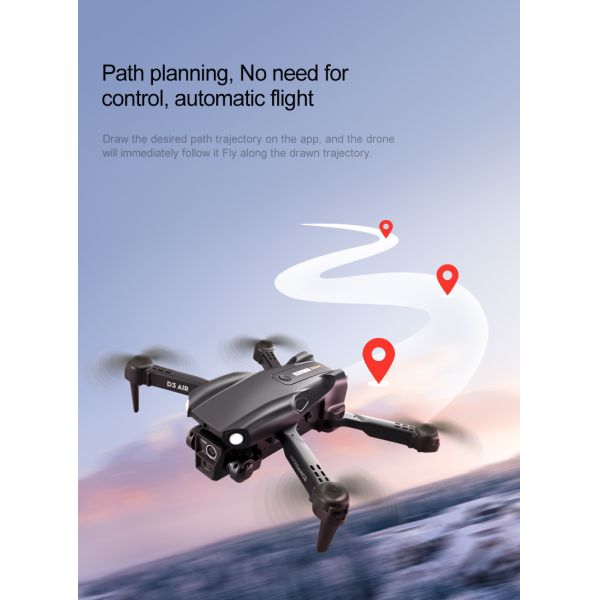 2024 D3 Air Drone LED Light 360-degree Tumbling Headless Mode Optical Flow Positioning Foldable RC Drone for Beginners