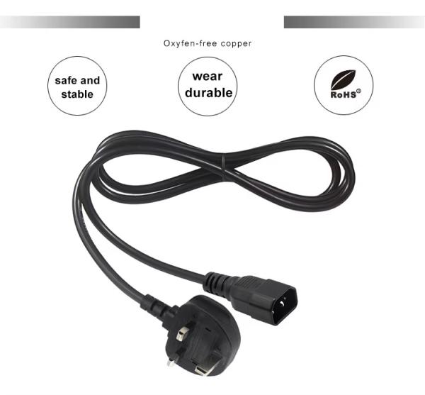 Cordon d'alimentation UK avec verrouillage vers IEC C14 1,8M 10A 250V