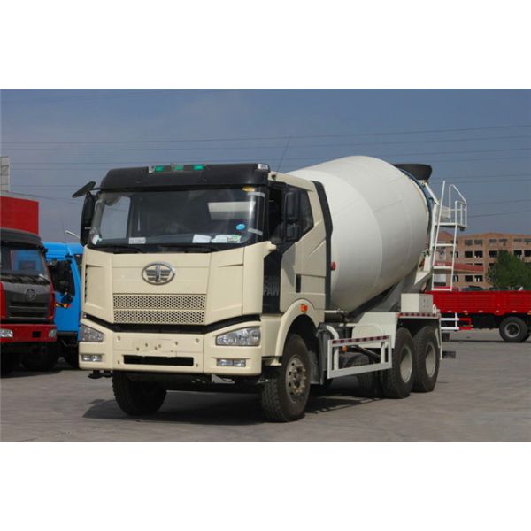White Concrete Construction Equipment  , FAW J6P Self - Load Mobile Concrete Mixer 8 Cubic Meters