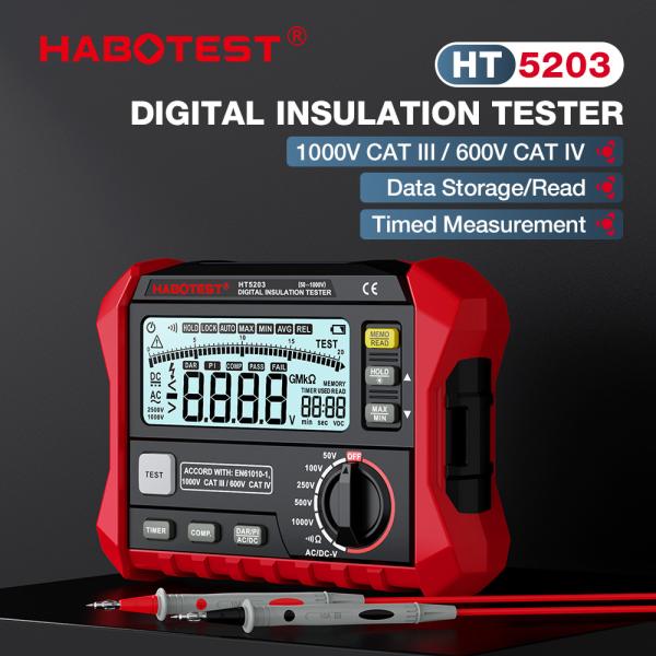HT5203 Testeur d'isolation, mégoomètre numérique, électromètre de résistance à l'isolation électrique haute tension