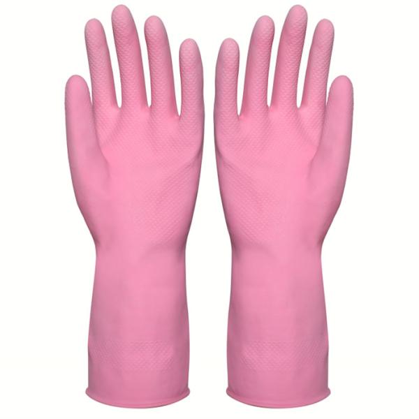 Cotton Flocklined Household Kittchen Rubber Gloves For Kitchen Cleaning