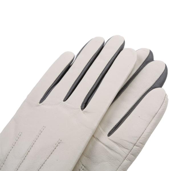 Fashion Wool Lined Leather Gloves with 5 Button Comparison Beige Color for Women