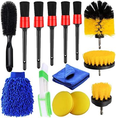 Jogo 14pcs da escova de limpeza do carro dos PP para a lavagem de detalhe