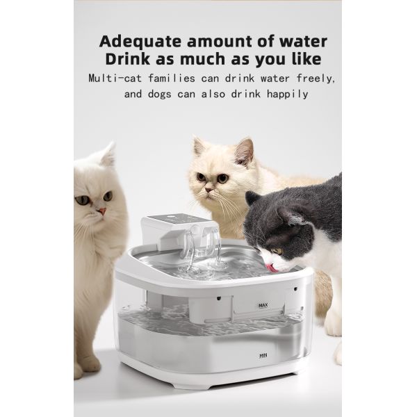 Eco-Friendly Large Capacity Wireless Smart Pet Water Fountain with 304 Stainless Steel & PC Automatic for Cats & Dogs Indoor Use