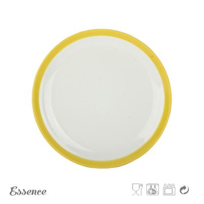 Round Glossy Color Porcelain Dessert Plates, 8 Inch White Stoneware Dishes Microwave Safe