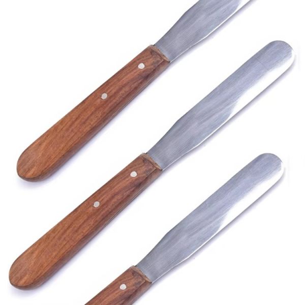 Stainless Steel Dental Material Mixing Spatula Wooden Handle Dental Lab Dental Plaster Spatula