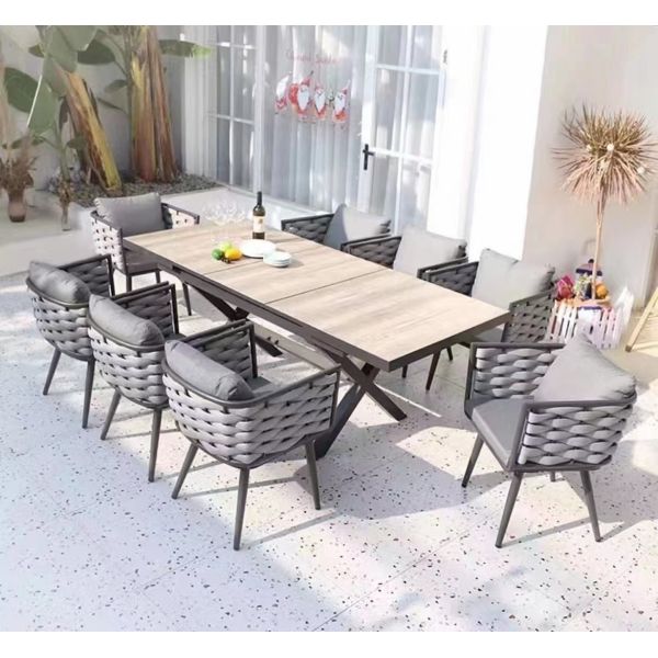 Modern Design Custom Cast Aluminum Outdoor Metal Round Dining Table Set for Patio