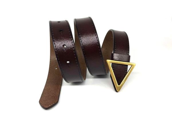 Ladies Triangle Buckle 28mm Genuine Leather Wide Belts