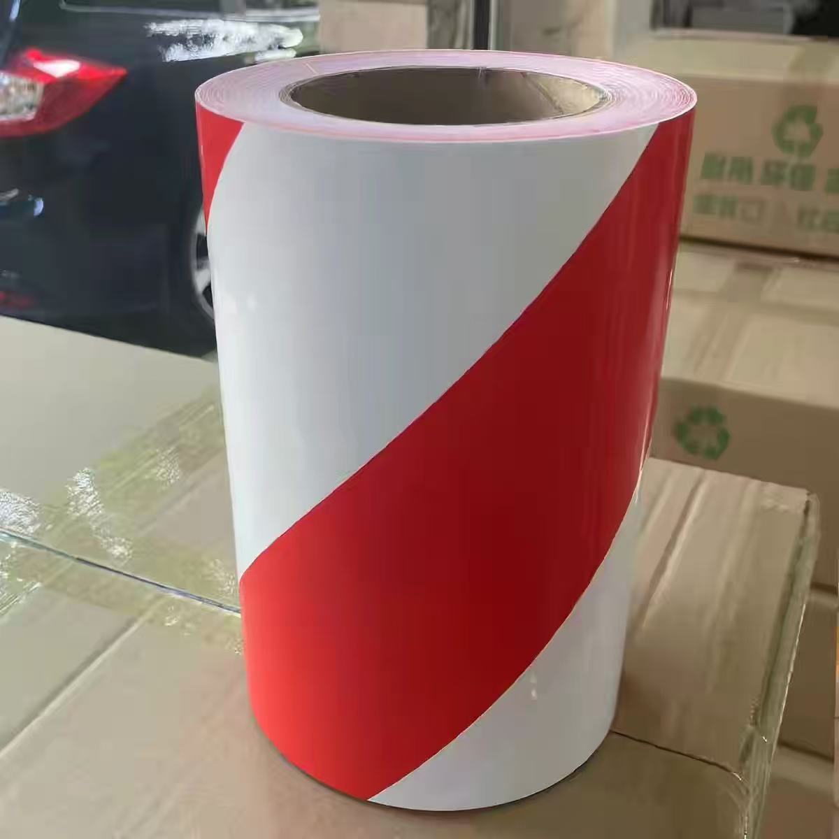 Custom Printed Logo Red and White Safety Warning Tape PE Non-Adhesive Barrier Tape for Construction Sites