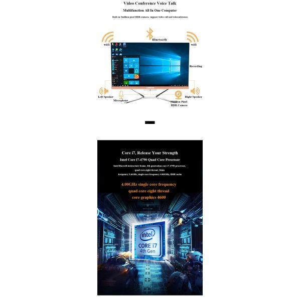 Intel Core I3 I5 I7 Desktop de jogos All In One PC Computador com cartão gráfico dedicado