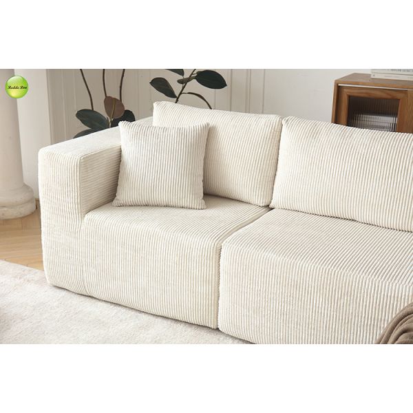 Upholstered Compressed Microfiber Fabric Couch Striped Velvet Sleeper Sectional