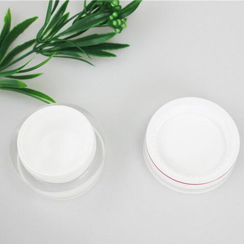 Recipientes de creme para o rosto branco luxo 15g redondo duplo acrílico cosmético