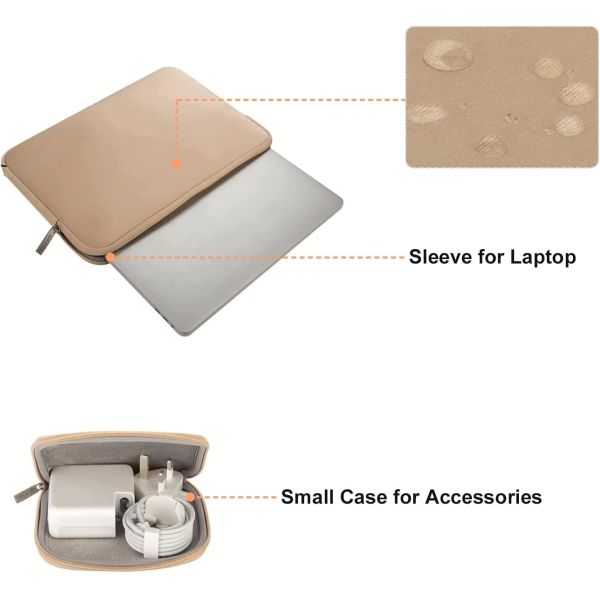 Рукав ноутбука совместим с MacBook Air/Pro, 13- 13,3-дюймовый ноутбук, неопреновая сумка с маленьким корпусом, абрикос