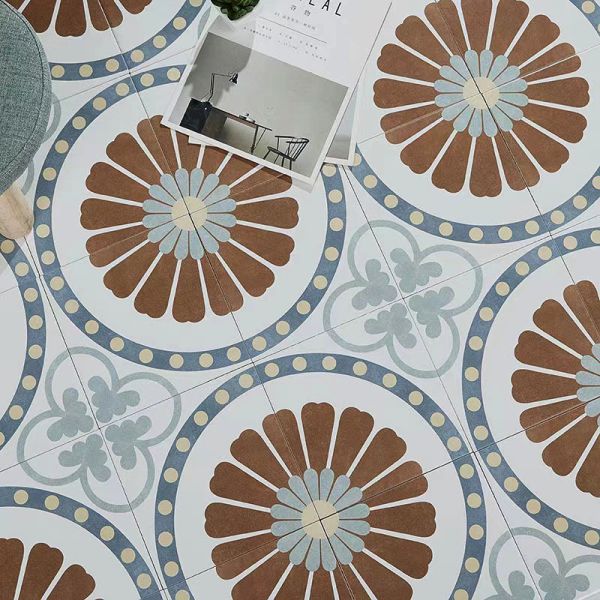 Brown Blue 20x20cm Ceramic Rustic Tile for Kitchen Floor